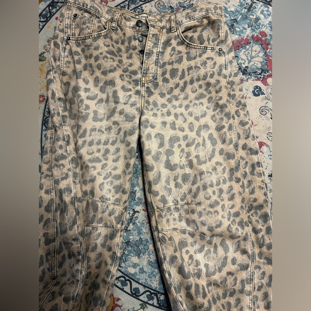 Free people good luck barrel jeans Leopard Print